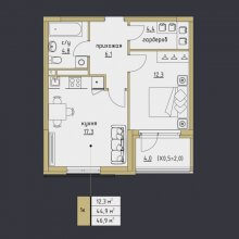 1-комн. квартира в ЖК Новая губерния, 46.90 м²
