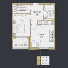 1-комн. квартира в ЖК Новая губерния, 47.20 м²