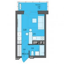 Студии в ЖК Ясно дом на Есенина 9а, 22.52 м²