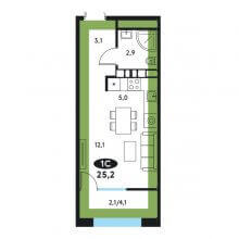 Студии в ЖК Руна Парк, 25.20 м²