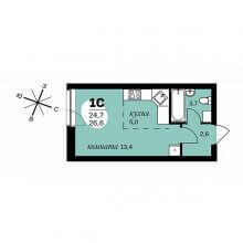 Студии в ЖК Дом Скворцы, 26.60 м²
