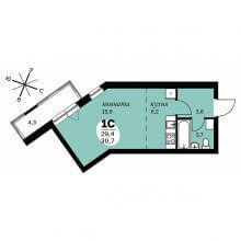 Студии в ЖК Дом Скворцы, 30.70 м²