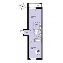 2-комн. евро квартира в ЖК Дом Скворцы, 54.60 м²