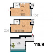 Студии в ЖК Курья Парк, 115.90 м²