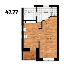 1-комн. квартира в ЖК Курья Парк, 47.77 м²