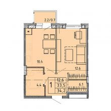1-комн. квартира в ЖК Гайва Парк, 34.20 м²