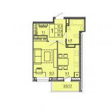 1-комн. квартира в ЖК Гайва Парк, 35.30 м²