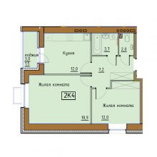 2-комн. квартира в ЖК Гончарова, 57.30 м²