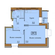 2-комн. квартира в ЖК Гончарова, 50.40 м²