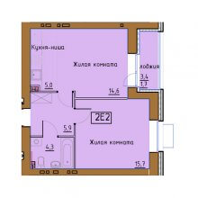 2-комн. евро квартира в ЖК Гончарова, 47.20 м²