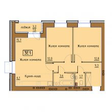 3-комн. евро квартира в ЖК Гончарова, 62.80 м²