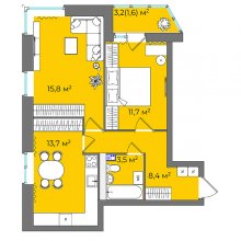 2-комн. квартира в ЖК Urban Park, 54.70 м²
