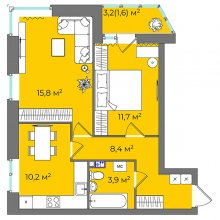 2-комн. квартира в ЖК Urban Park, 51.60 м²