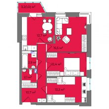 3-комн. квартира в ЖК Urban Park, 70.60 м²