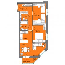 3-комн. евро квартира в ЖК Urban Park, 64.60 м²