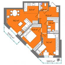 3-комн. евро квартира в ЖК Urban Park, 68.10 м²