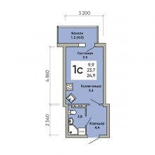 Студии в ЖК Семья, 24.90 м²