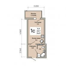 Студии в ЖК Семья, 24.90 м²