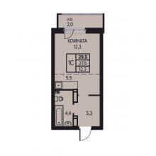 Студии в ЖК Аква (Aqua), 29.50 м²