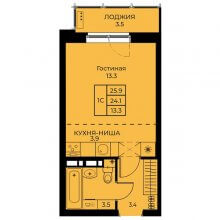 Студии в ЖК Uno, 25.90 м²