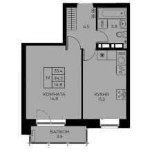 1-комн. квартира в ЖК Uno, 35.40 м²