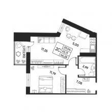 2-комн. евро квартира в ЖК Art House, 46.28 м²