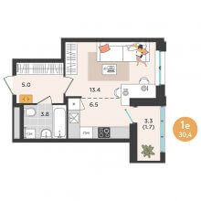 Студии в ЖК Орсо дом на Садовом, 34.40 м²