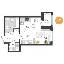 Студии в ЖК Орсо дом на Садовом, 30.60 м²