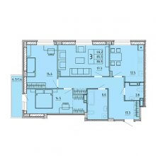3-комн. квартира в ЖК Гайва Парк, 86.90 м²