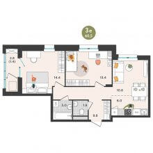 3-комн. евро квартира в ЖК Орсо дом на Садовом, 60.50 м²