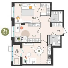 3-комн. евро квартира в ЖК Орсо дом на Садовом, 59.20 м²