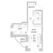 1-комн. квартира в ЖК Дом Симпл, 30.80 м²