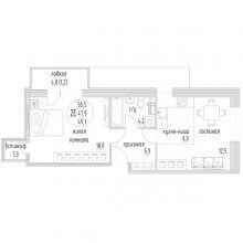 2-комн. евро квартира в ЖК Дом Симпл, 49.10 м²