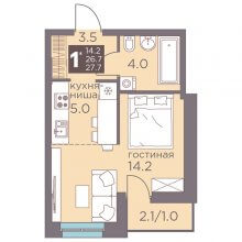 Студии в ЖК Теплые кварталы Погода, 27.70 м²