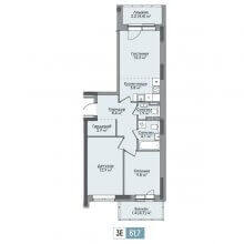 3-комн. евро квартира в ЖК Парма, 61.70 м²