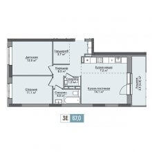 3-комн. евро квартира в ЖК Парма, 67.00 м²