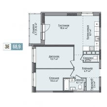3-комн. евро квартира в ЖК Парма, 68.90 м²