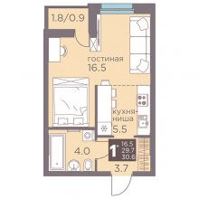 Студии в ЖК Теплые кварталы Погода, 30.60 м²
