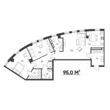 2-комн. квартира в ЖК Москва, 95.00 м²