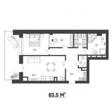 2-комн. квартира в ЖК Москва, 83.50 м²