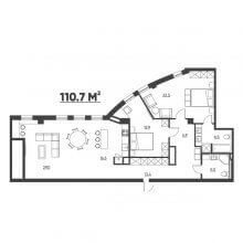 3-комн. квартира в ЖК Москва, 110.70 м²