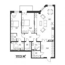3-комн. квартира в ЖК Москва, 117.30 м²