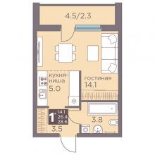 Студии в ЖК Теплые кварталы Погода, 28.40 м²