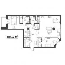 3-комн. квартира в ЖК Москва, 105.40 м²