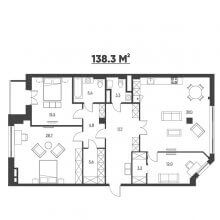 4-комн. квартира в ЖК Москва, 138.30 м²