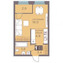 Студии в ЖК Теплые кварталы Погода, 31.00 м²