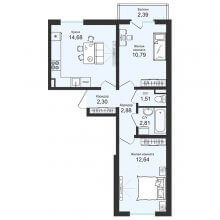 2-комн. квартира в ЖК Новая Пермь, 47.40 м²