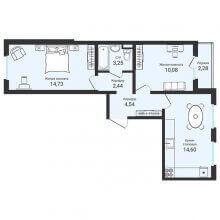 2-комн. квартира в ЖК Новая Пермь, 53.80 м²