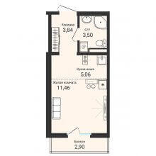 Студии в ЖК Новая Пермь, 23.60 м²