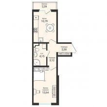 1-комн. квартира в ЖК Новая Пермь, 33.00 м²